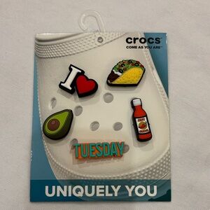 CROCS Taco Tuesday Jibbits Fun Shoe Charms Set avocado hot sauce taco
